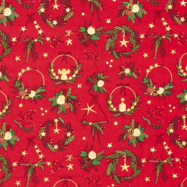 Cotton Poplin fabric Christmas Red