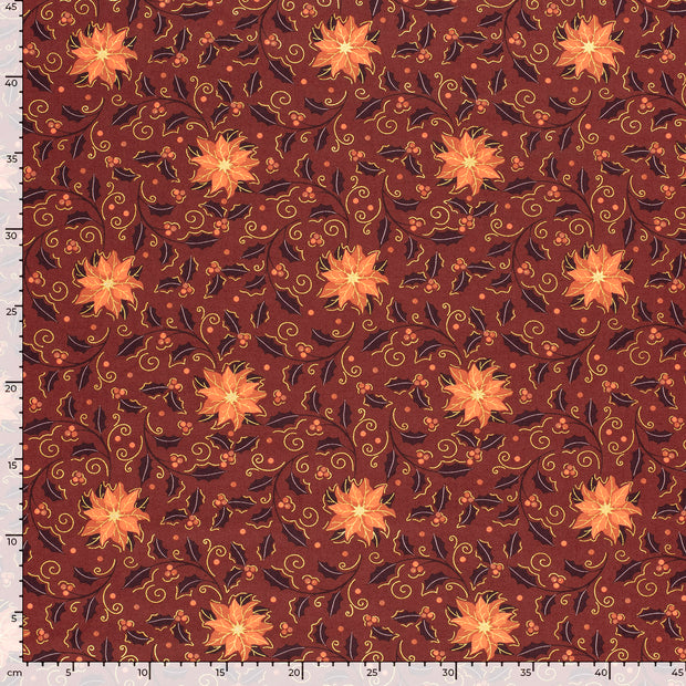 Cotton Poplin fabric Christmas Wine red