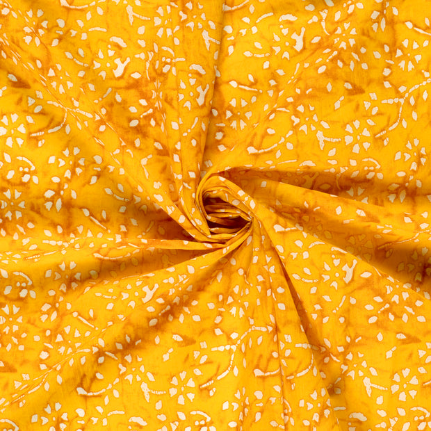 Voile fabric Yellow printed 