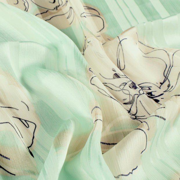Chiffon fabric Flowers Mint