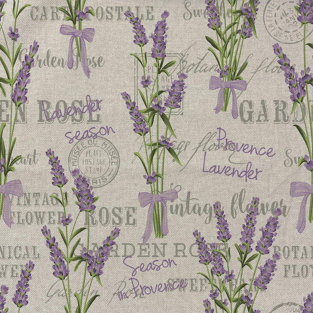 Linen Look fabric Flowers Lavender