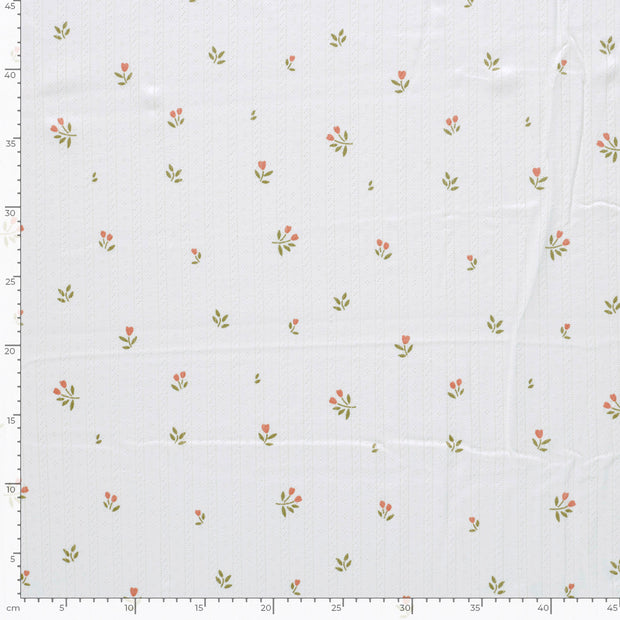 Ajour tela Flores Blanco roto