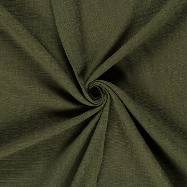 Muslin fabric Khaki Green slub 
