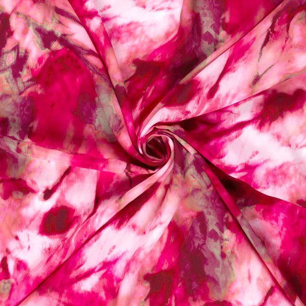 Popeline de Viscose tissu Fuchsia imprimé 
