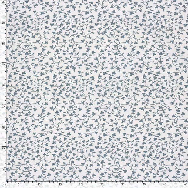 Cotton Poplin fabric Flowers Off White