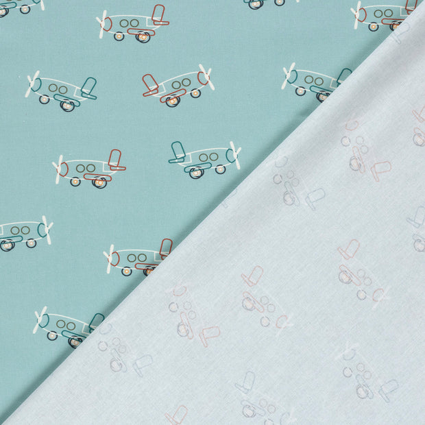 Cotton Poplin fabric Aeroplanes printed 