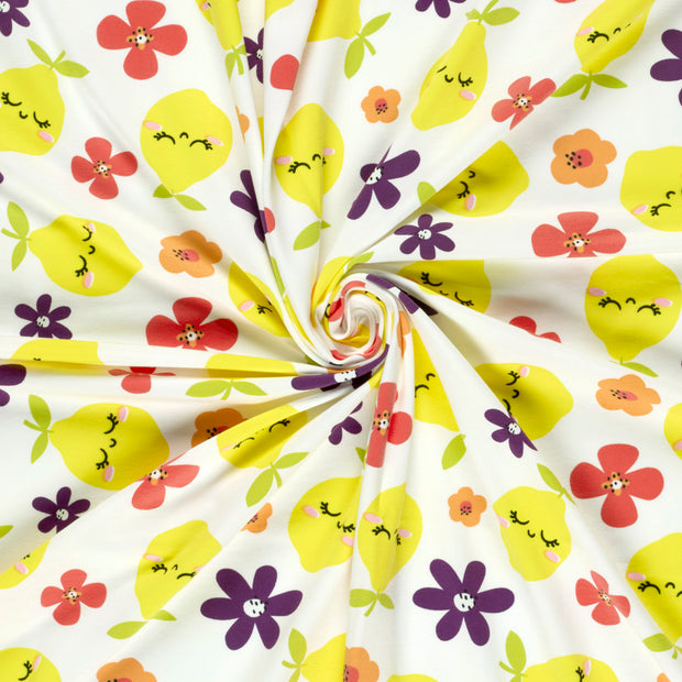 Jersey fabric Off White printed 
