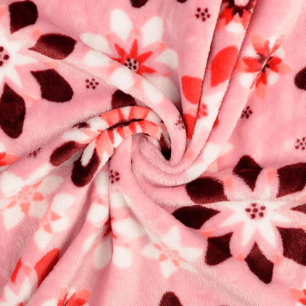 Fleece fabric Pink printed 