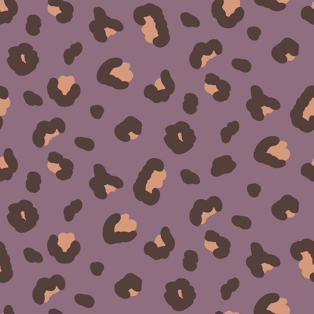 French Terry fabric Leopards Lila