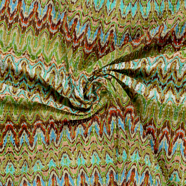 Plissé fabric Green digital printed 