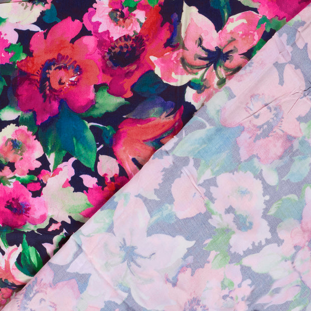 Viscose Satin fabrik Blumen digital bedruckt 