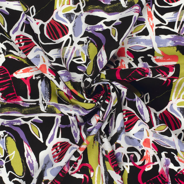 Viscose Poplin fabric Purple printed 