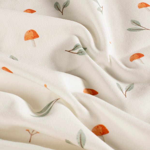 Cotton Jersey GOTS organic fabric Mushrooms Off White