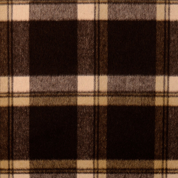 Wool Boucle fabric Checks Brown