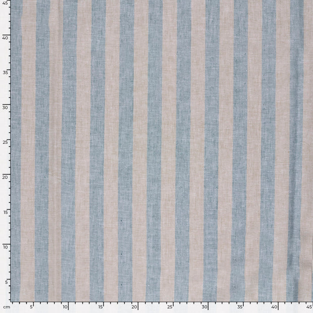 Linen fabric Stripes Petrol
