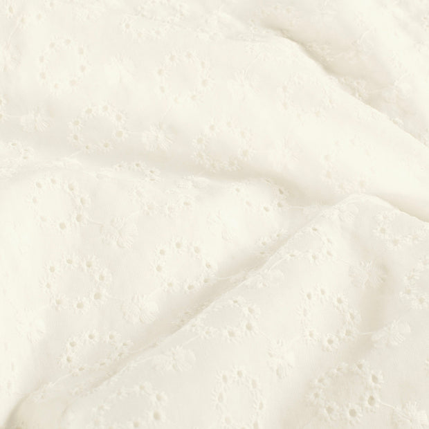 Cotton Poplin fabric Flowers Off White