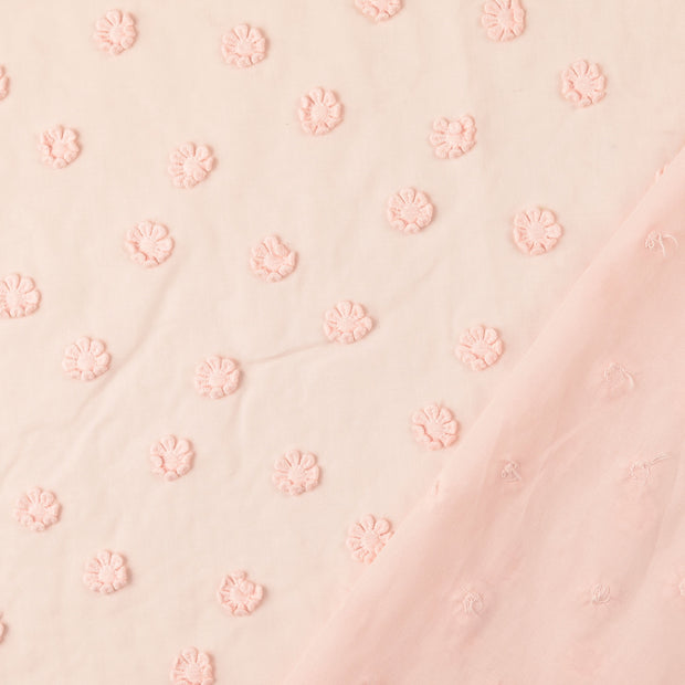 Cotton Poplin fabric Light Pink embroidered 