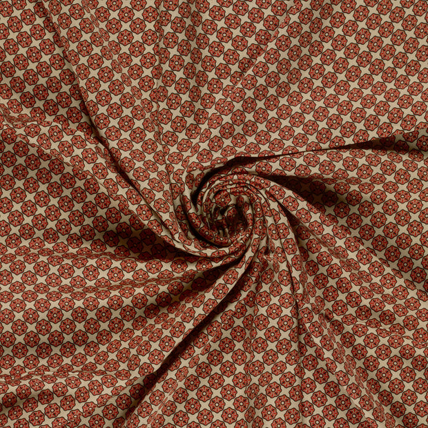 Viscose Satin tissu Rouge Bordeaux imprimé 