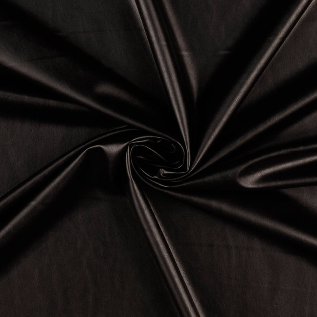 Leather fabric Black coated 