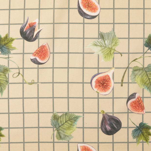 Cretonne fabric Fruits Grey