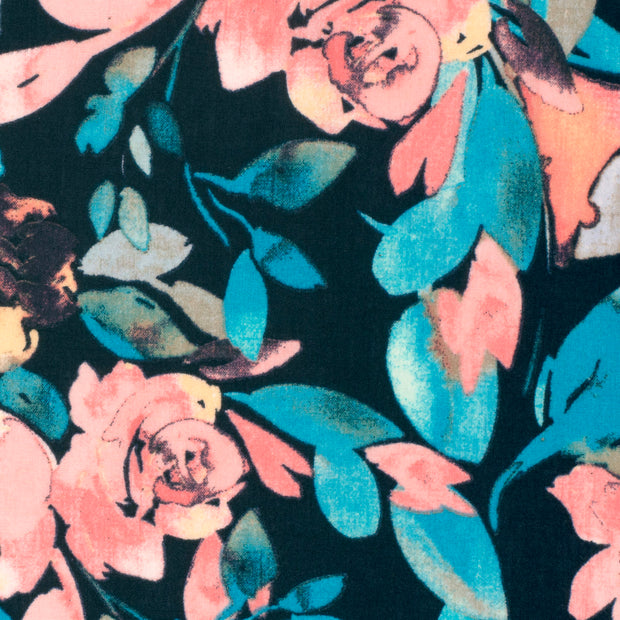 Linen Look fabric Flowers Navy