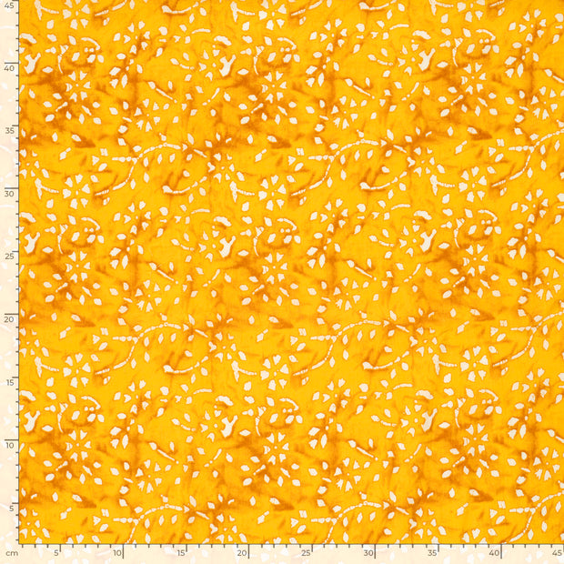 Voile fabric Flowers Yellow