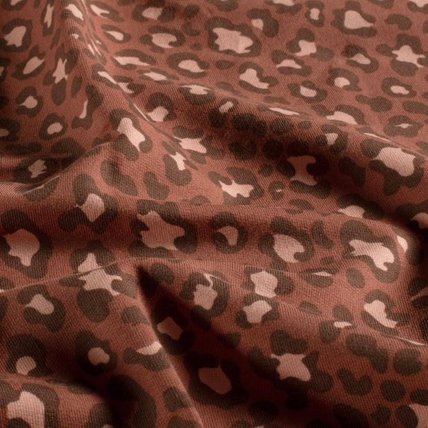French Terry fabrik Leoparden Altrosa