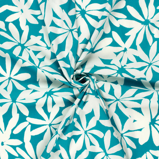 Cotton Satin fabric Petrol printed 