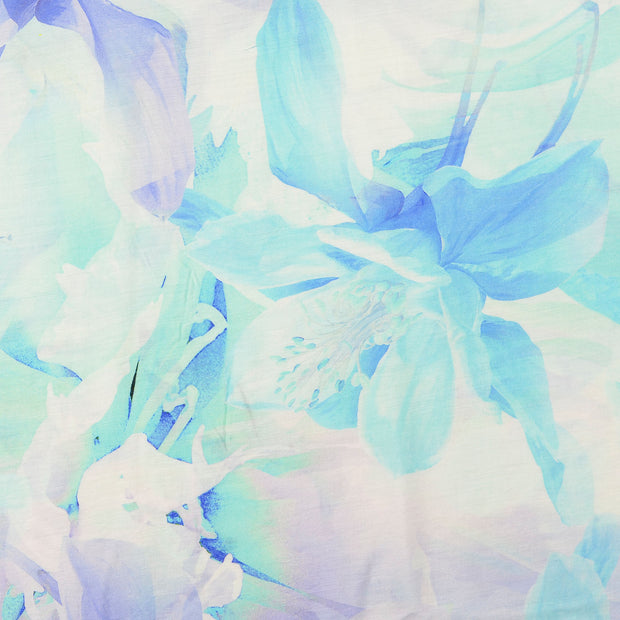 Viscose Poplin fabrik Blumen Turquoise
