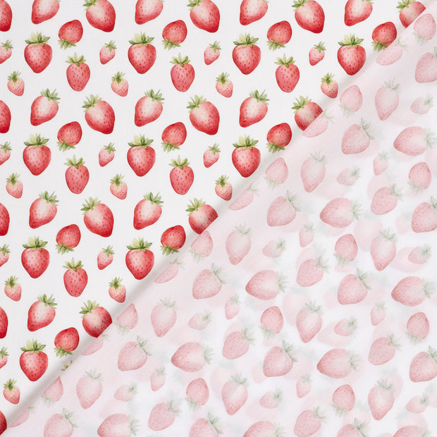 Cotton Poplin fabric Strawberries 