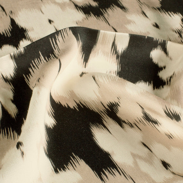Viscose Satin fabric Abstract Black