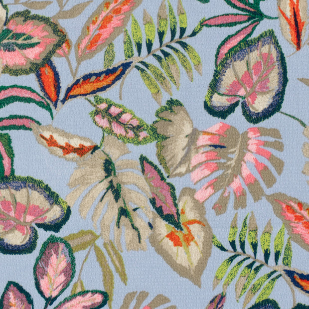 Polyester Bubble fabric Leaves Light Blue