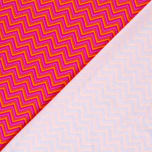 Jersey fabric Zigzag Orange