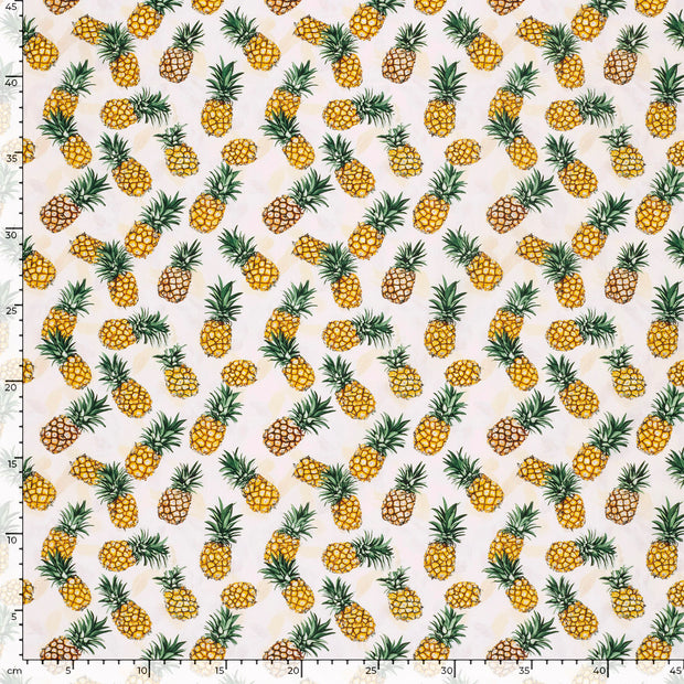Cotton Poplin fabric Pineapple Off White