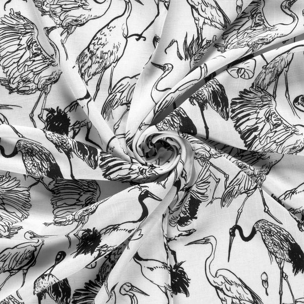Woven Viscose Linen fabric White printed 
