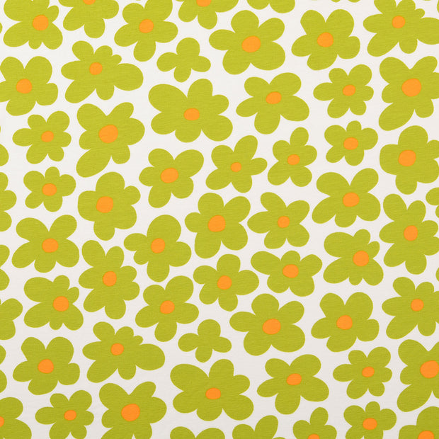 Jersey stof Bloemen Groen