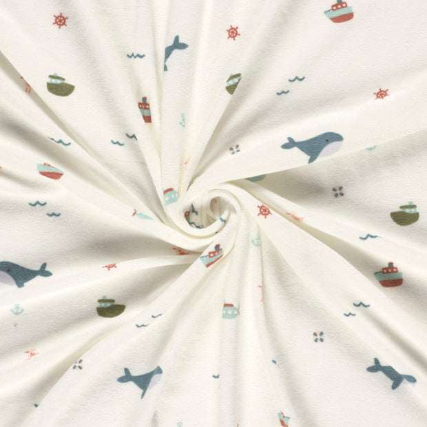 Rizo Stretch tela Blanco roto estampado 