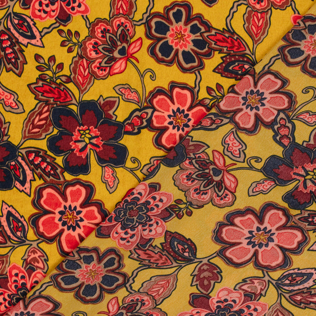 Satin Velvet fabric Flowers printed 