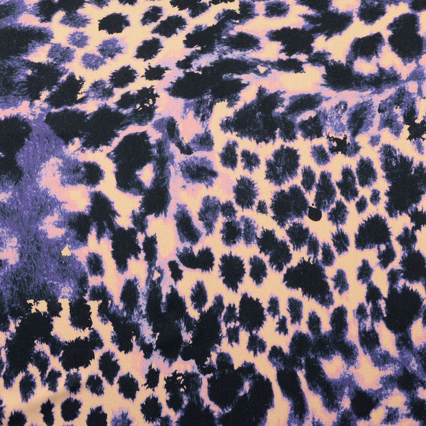 Viscose Satin fabric Animals Lila