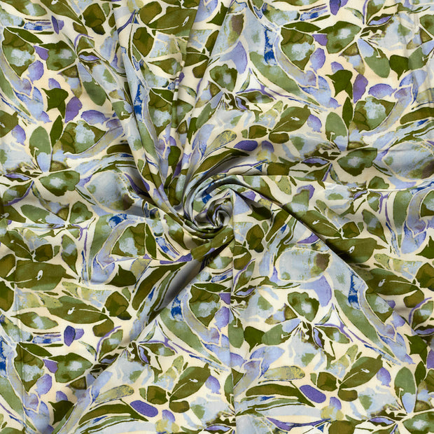 Viscose Poplin fabric Green digital printed 
