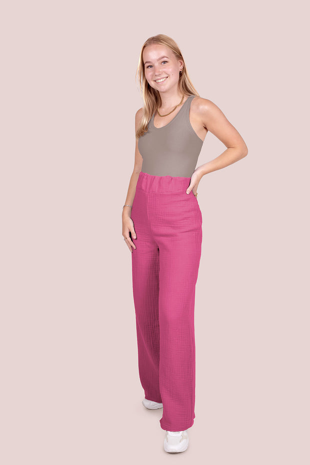 Muslin fabric Unicolour Fuchsia