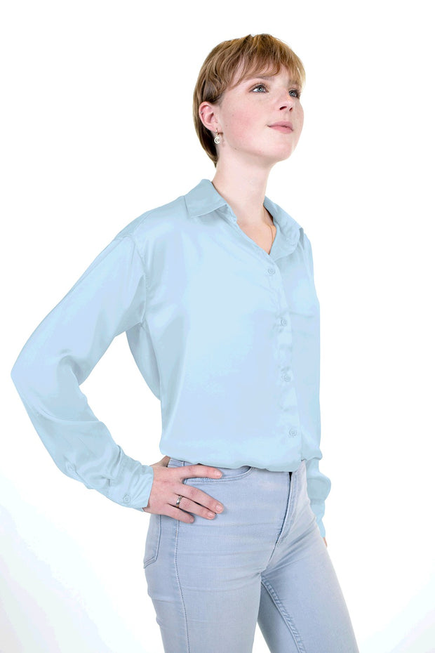Satin tissu Unicolore Bleu bébé