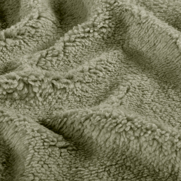 Sherpa Fleece fabric Unicolour Olive Green
