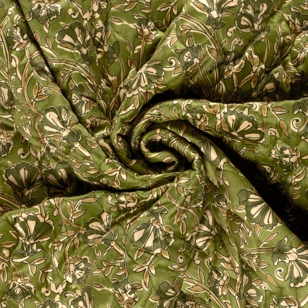 Velvet fabric Green printed 