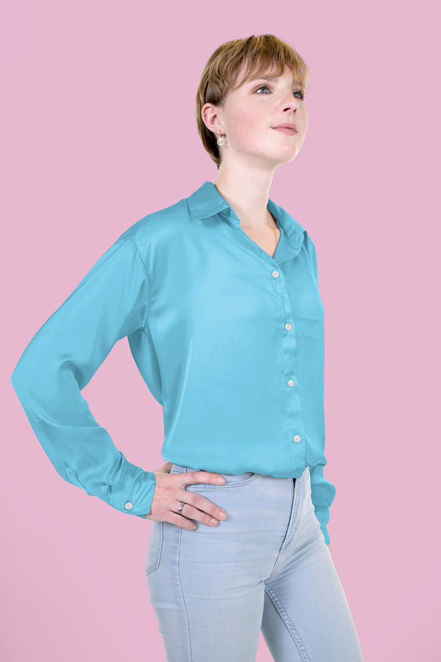 Satin fabric Unicolour Light Blue