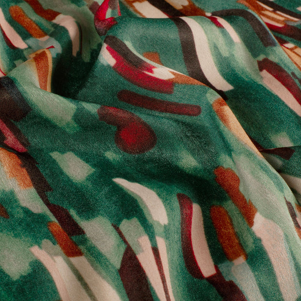 Satin Velvet fabric Abstract Dark Green