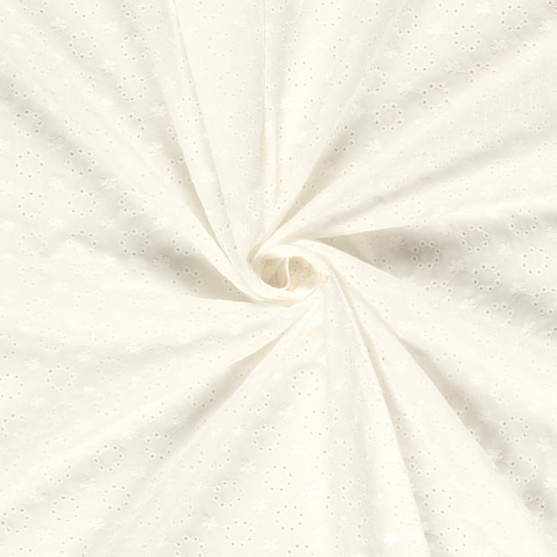 Cotton Poplin fabric Off White embroidered 