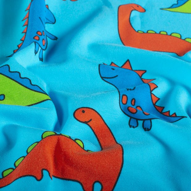 Jersey fabric Dinosaurs Aqua