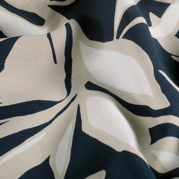 Viscose Nylon Crepe fabrik Blumen Marine