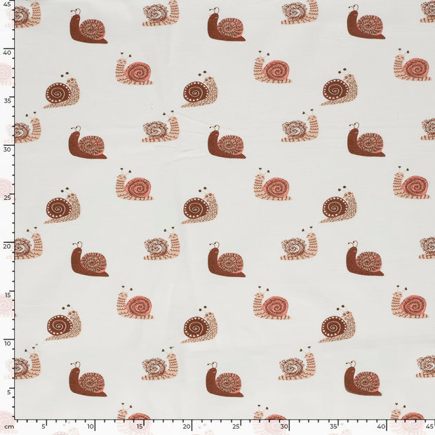 French Terry fabric Snails Off White